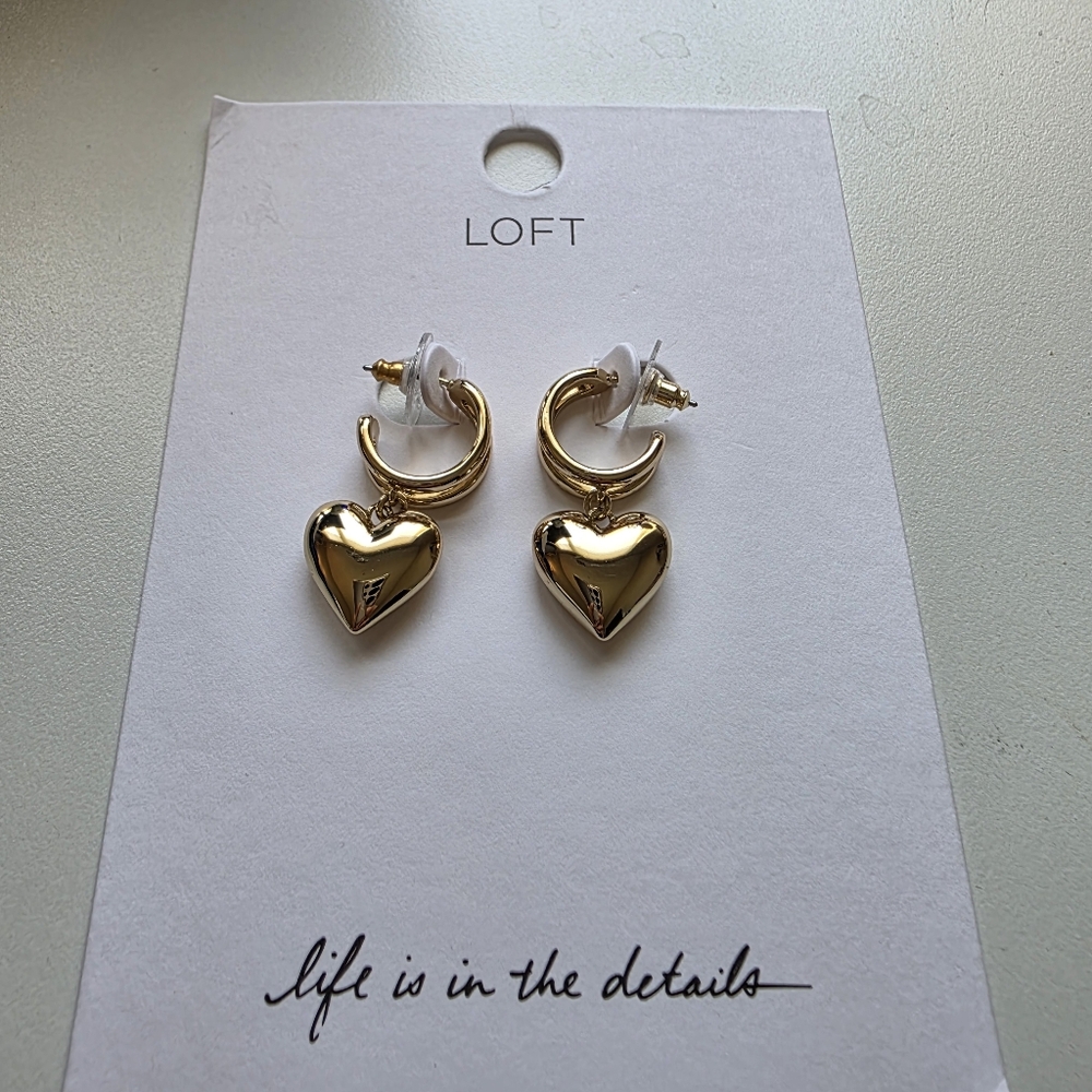 LOFT Gold Heart Earrings